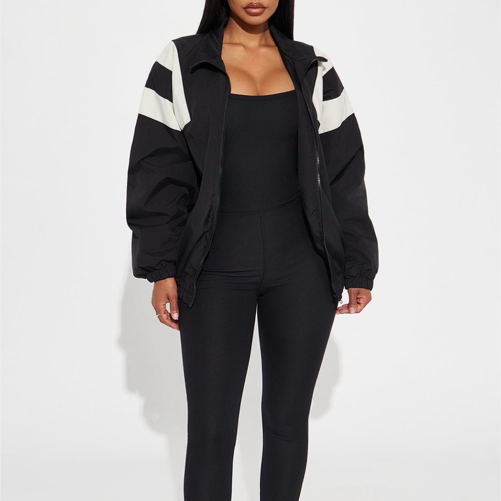 Fashion Nova Black and White Bomber Jacket - Picture 2 of 12